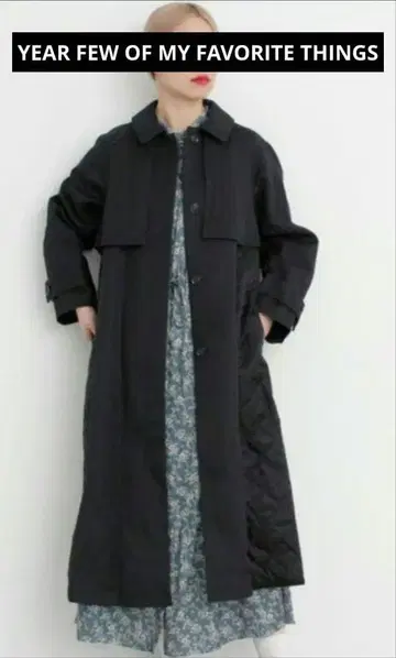 E/C 트윌 콤비네이션 트렌치 블랙 롱 코트