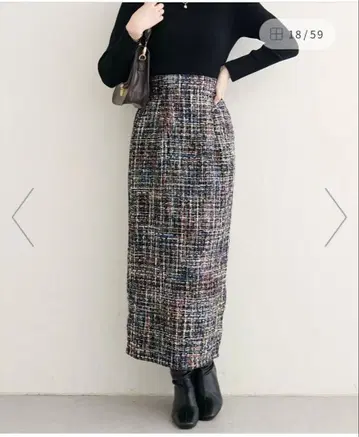 MIX 트위드 하이웨스트 타이트 스커트 natural couture