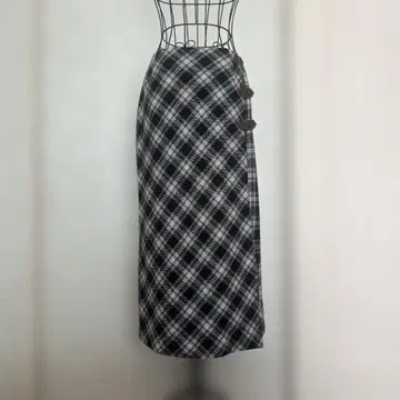 파르티잔 랩 스커트 맥시 스커트 체크 울 트위드