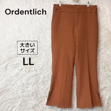 빅 사이즈 플레어 팬츠 스트레치 사이드 슬릿 브라운 LL 워셔블