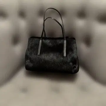 천연 가죽 귀여운 내추럴 뷰티 블랙 퍼와 가죽 핸드백