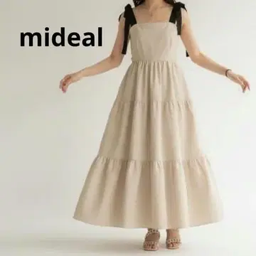 mideal (마이딜) 컷 디자인 리본 티어드 원피스