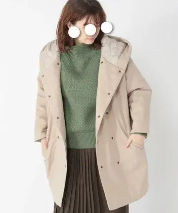 studio CLIP 코튼 린넨 충전솜 후드 블루종 베이지