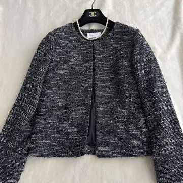 글로벌 워크 워셔블 트위드 노카라 자켓 L 사이즈