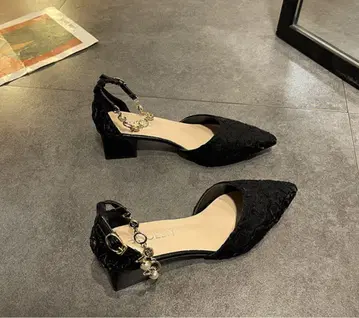 펌프스 여성용 로우힐 와이드힐 미각 샌들