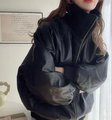 Java 리브 터틀 페이크 가죽 자켓