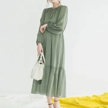 어반리서치 로쏘 시어 스트라이프 티어드 원피스 백리본