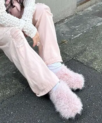 새상품 Alley Tokyo 퍼의 복슬복슬 슬리퍼 핑크