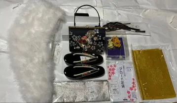 일본 정통의상 소품 일식 블랙 컬러 꽃무늬 백 조리