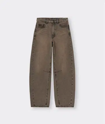 GU 배럴 레그 청바지 37 BROWN 사이즈 XXL 긴 길이