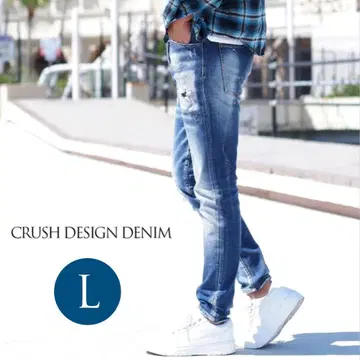 청바지 데미지 진 데님 팬츠 남성용 청바지 스트레이트 데님 1