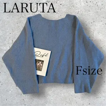 LARUTA 새상품급 폭스 혼방 전후 2way 니트 풀오버 크롭 기장