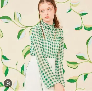 poppy 깅엄 체크 시스루 상의