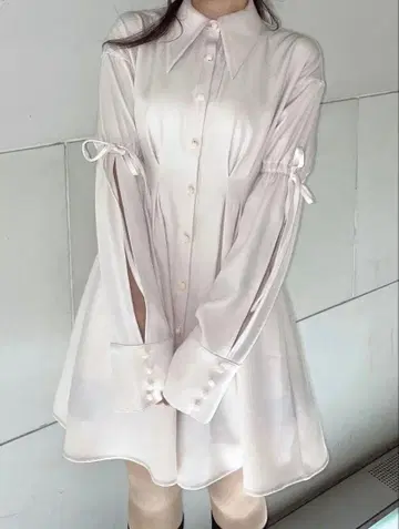 EATME 슬릿 슬리브 셔츠 원피스