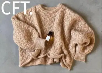 CFT. 시프트 헴 디자인 루즈 니트 캐러멜 F