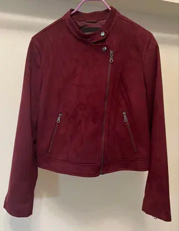 버건디 스웨이드 라이더 자켓