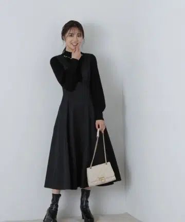 [새상품급] 프로포션 바디 드레싱 자카드 점프 스커트 원피스