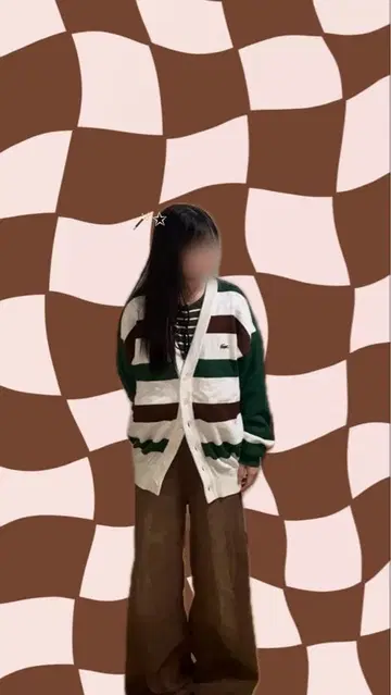 IZODLACOSTE 아이조드라코스테 니트 가디건 자수 멀티 보더