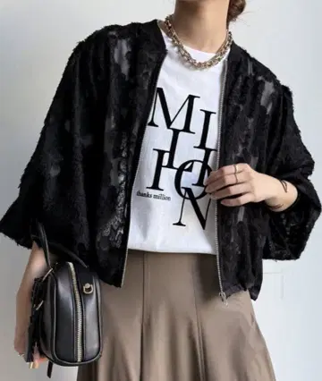 미사용 DouDou (두두) 프린지 시어 사이드 라인 블루종 블랙