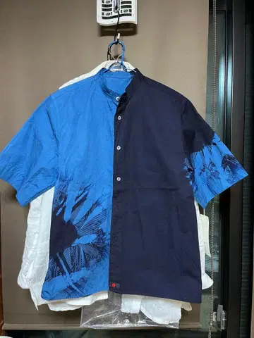 [새상품] 츠보소엔제 바이컬러 네이비 나염 코튼 셔츠