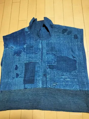 네이비 나염 빈티지 원단 보로 베스트