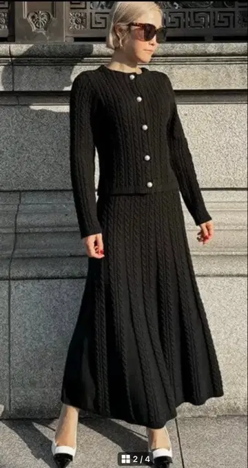 신상 JENNE 제누 케이블 니트 가디건+스커트 셋업