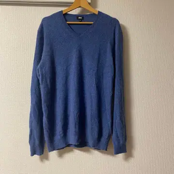 UNIQLO 캐시미어 100% V넥 스웨터 XL 파랑