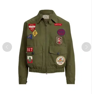 POLO 랄프 로렌 캔버스 그래픽 봄버 자켓