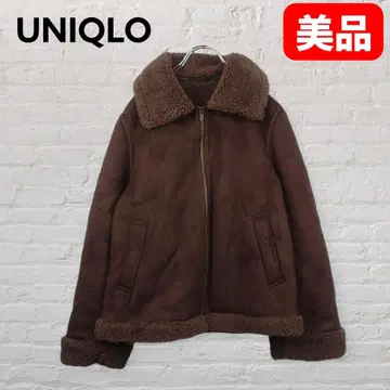 유니클로 보아 자켓 M 다크 브라운 스웨이드 느낌 플라이트 자켓풍