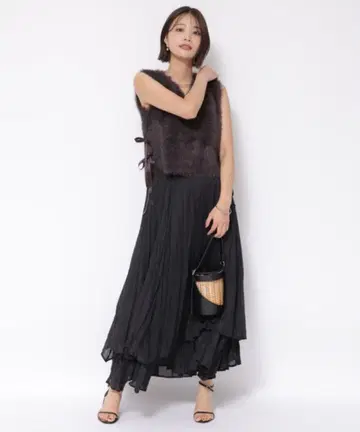 [새상품급] 아푸와이저 리셰*2WAY 사이드 리본 복슬복슬 니트