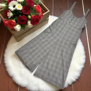 새상품급 [ 허니 로즈 ] 고급 체크 무늬 살로펫 와이드 팬츠 F