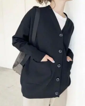 [ Spick and Span ] 더블 자카드 빅 가디건 블랙