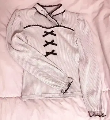 MARS 하트 벨트 골지 상의 핑크