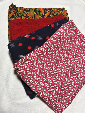 기모노 (꽃무늬, 기하학 패턴) 4점 리메이크 소재