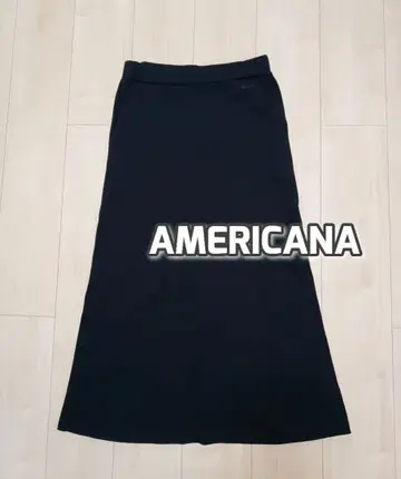 아메리카나 롱 타이트 스커트 슬릿 블랙