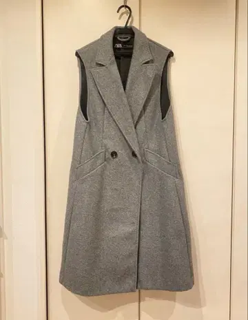 [ 미사용 새상품 ] ZARA 더블 브레스트 롱베스트 베스트 그레이