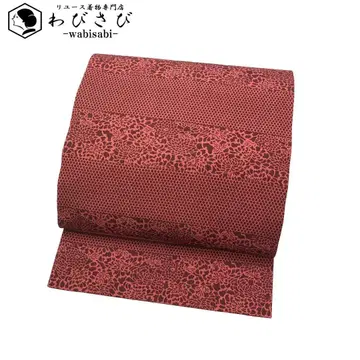 나고야 오비 시오제 형염 국화꽃 무늬 변갈색 O-5605