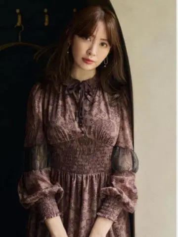 herlipto Winter Floral Long-sleeve Dress