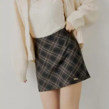 Chico 2WAY 레이어드 체크 박스 타이트 미니스커트