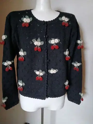 핑크하우스풍 이치고 니트 가디건 모 100%