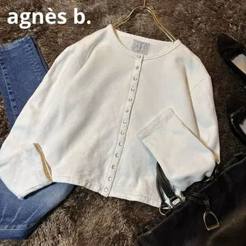 새상품급 에네스베 속기모 가디건 화이트