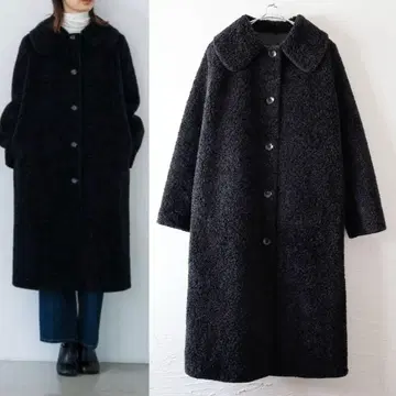 YUW 무스탕 코트 롱 코트 보아