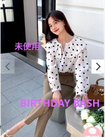 [ 미사용 ] 벌스데이 바쉬 도트 블라우스