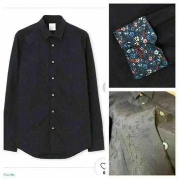 폴스미스 네이비 소매 뒷면 패턴 셔츠 드레스 남성용 M