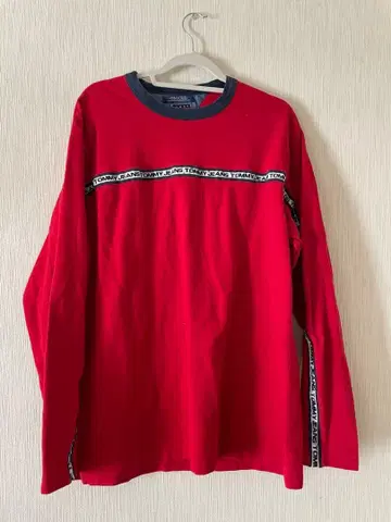 TOMMY JEANS 레드 긴팔 티셔츠 XL