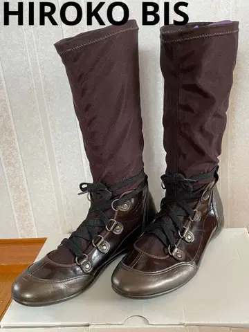 HIROKO BIS 가죽 x 신축성 천 콤비 스니커즈