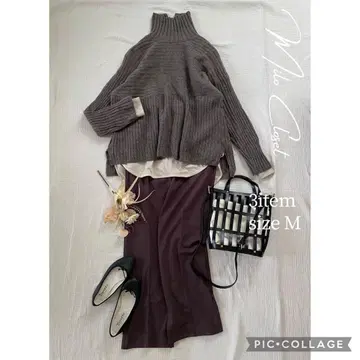 그레이 니트 세트 여성 의류 묶음 판매 코디 판매 깔끔한 성숙 캐주얼 M