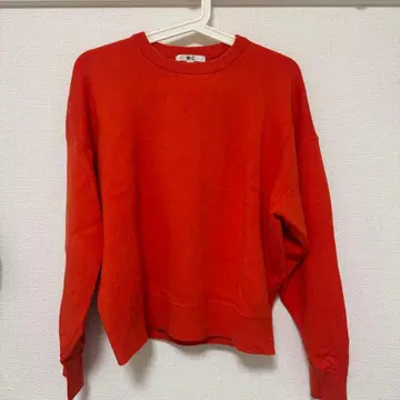 UNIQLO 스무스 코튼 크루넥 스웨터 오렌지 XL