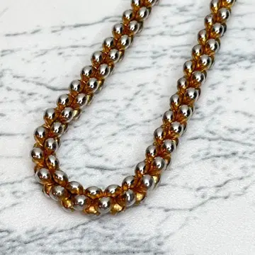 빈티지 골드 실버 바이컬러 볼 체인 목걸이