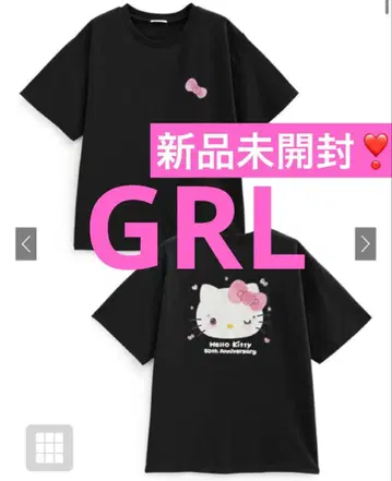 익명 배송 산리오 키티 50주년 그레일 GRL T셔츠 블랙